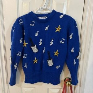 Unreal vintage cobalt blue sweater with designs *accepting offers